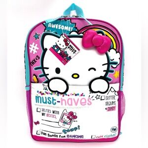 Hello Kitty Sanrio Vibrant 16 Inch Backpack School Bag NWT